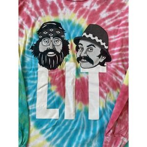 Official Cheech and Chong Long Sleeve Tie Dye T shirt "Lit" Size Medium